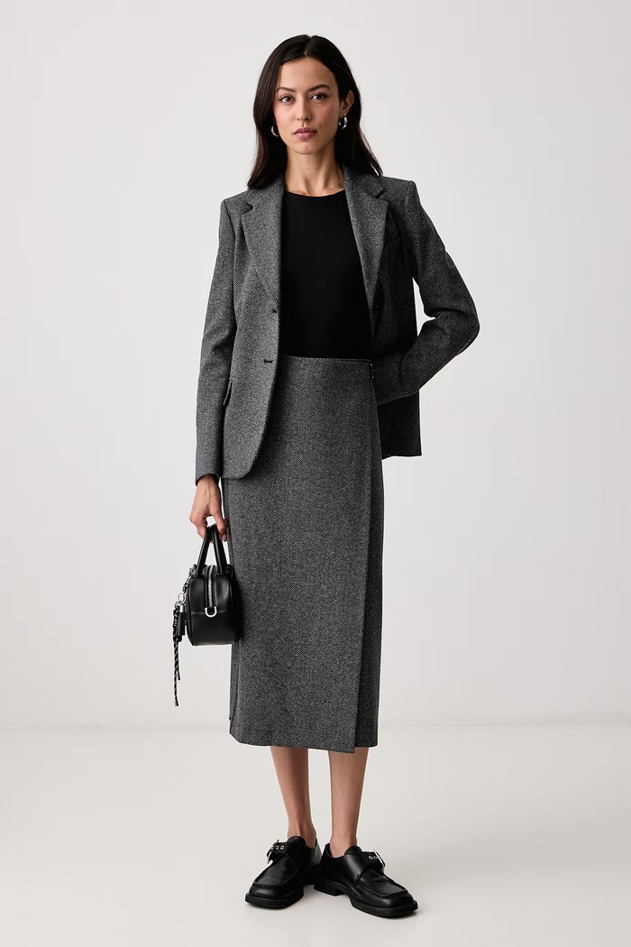 Weekend Max Mara Spódnica z dodatkiem wełny WKDPETALI 2625776012600 szary AW26