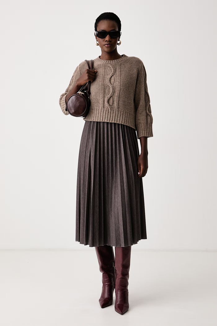 Weekend Max Mara Sukienka ze sweterkiem z dodatkiem wełny WKDCALCO 2625396012600 brązowy AW26