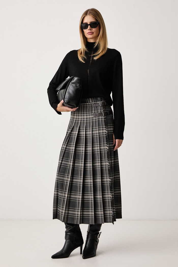 Weekend Max Mara Spódnica plisowana z wełną WKDPRISMA 2625106092600 szary AW26