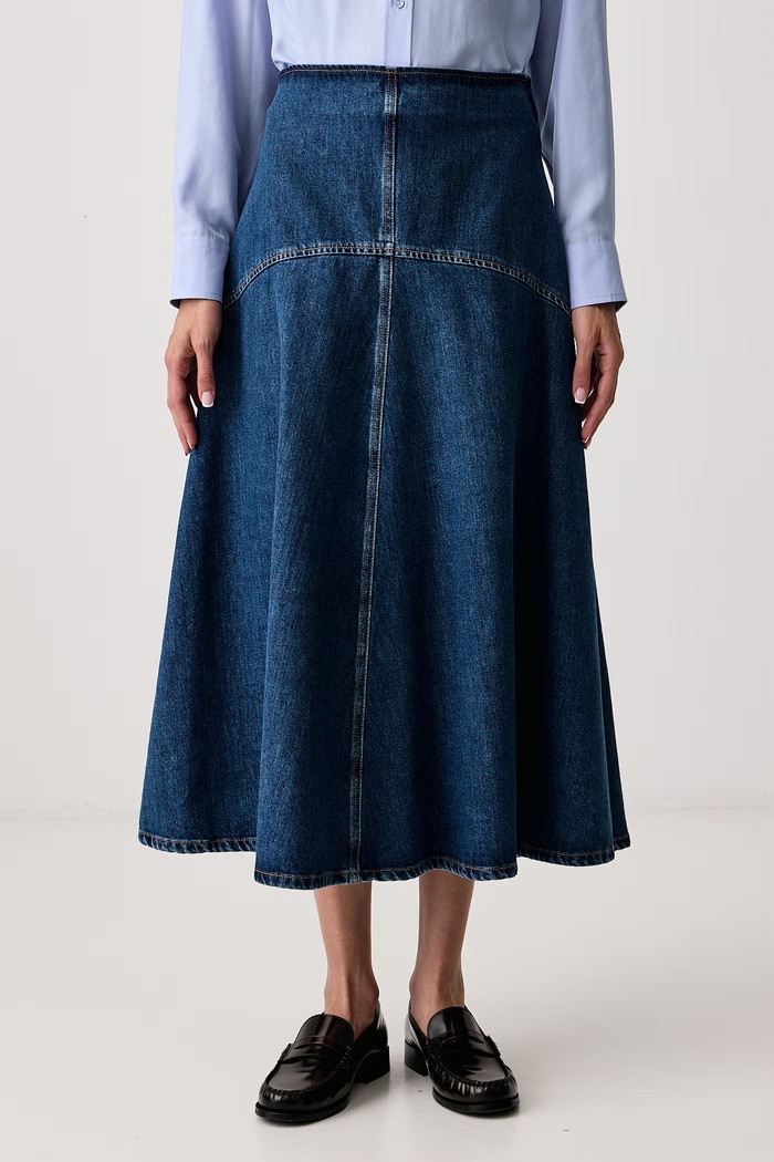 Weekend Max Mara Spódnica rozkloszowana jeansowa WKDMEANDRO granatowy 2625106082600