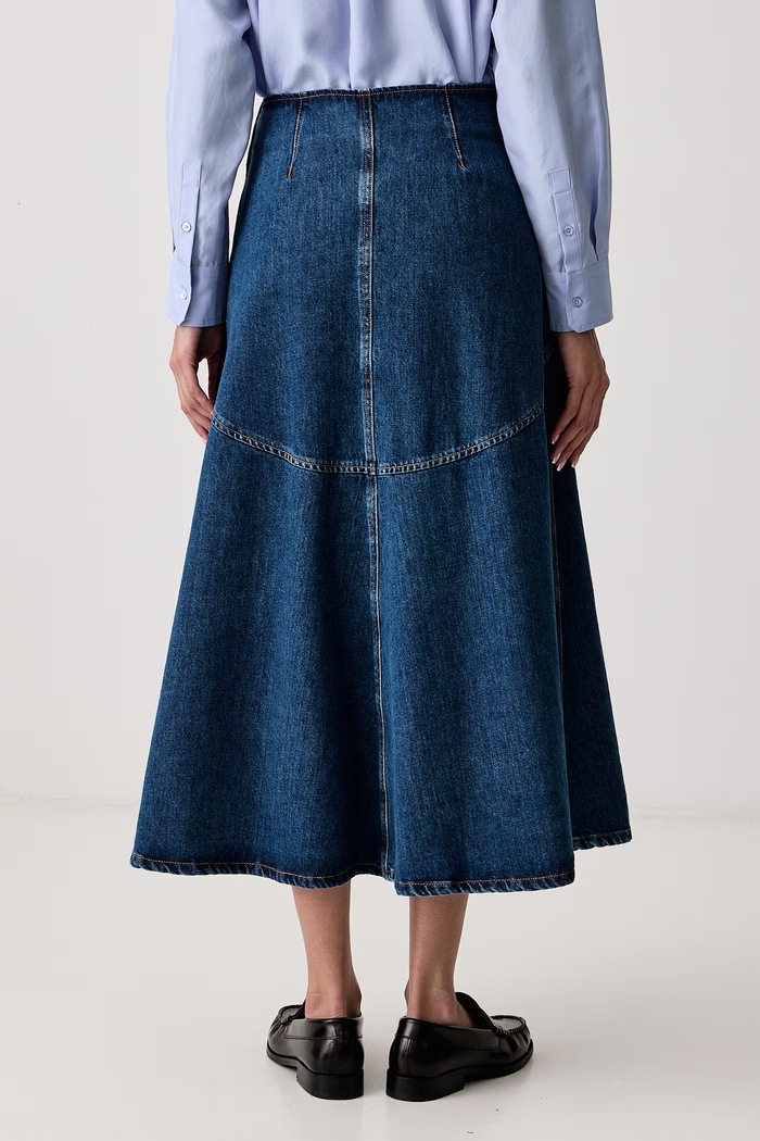 Odzież Weekend Max Mara Spódnica rozkloszowana jeansowa WKDMEANDRO 2625106082600 granatowy