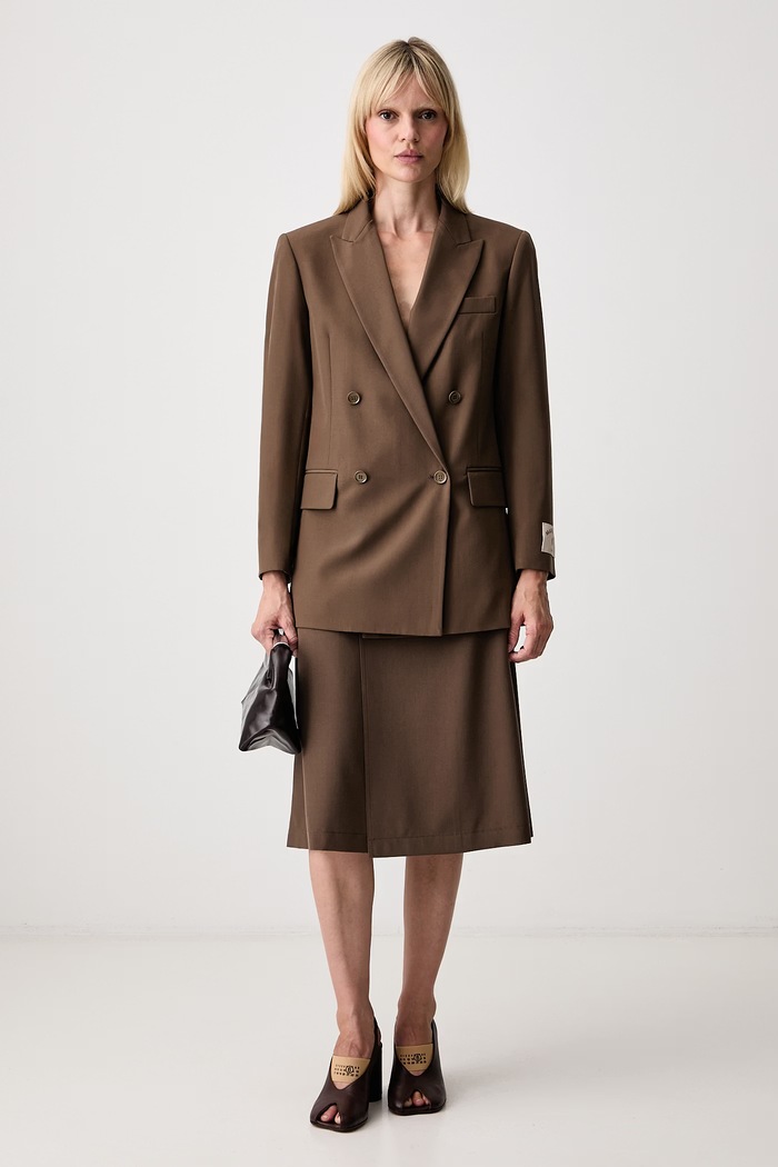 MM6 Maison Margiela spódnica z wełną S52ME0035.M35436 brązowy AW26