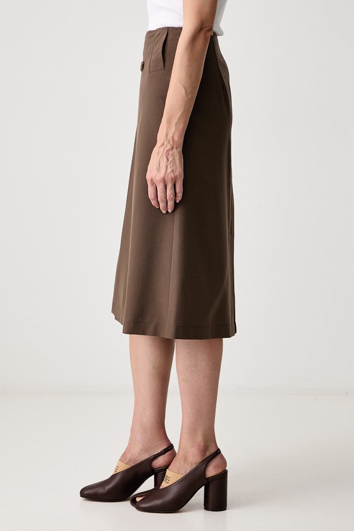 MM6 Maison Margiela spódnica z wełną brązowy S52ME0035.M35436