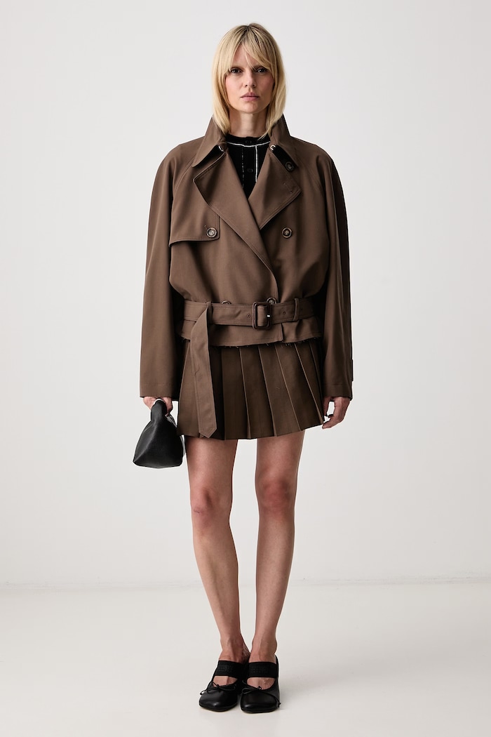 MM6 Maison Margiela spódnica plisowana z dodatkiem wełny S52MC0024.M35436 brązowy AW26