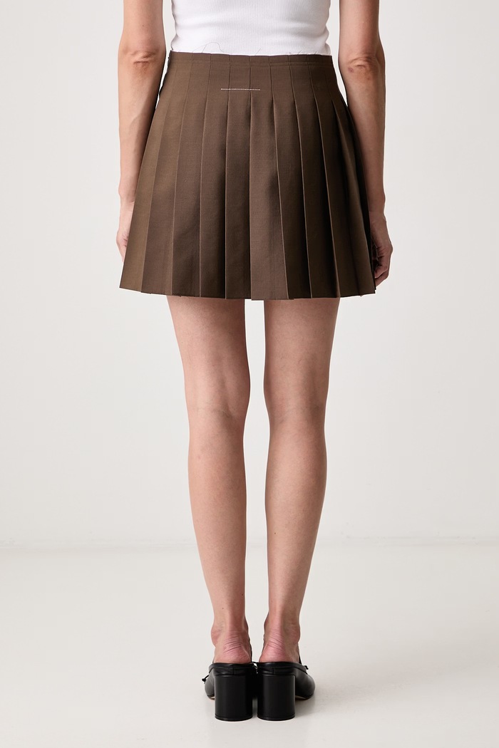Odzież MM6 Maison Margiela spódnica plisowana z dodatkiem wełny S52MC0024.M35436 brązowy