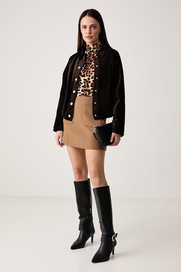 Tommy Hilfiger Spódnica z wełną WW0WW52234 beżowy AW26