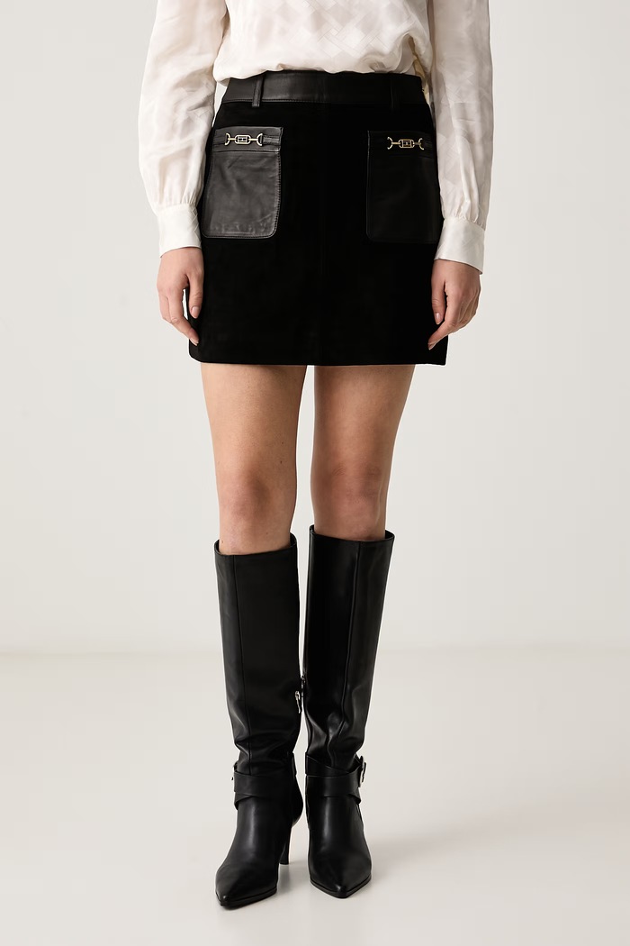 Tommy Hilfiger Sukně semišová černá WW0WW51573
