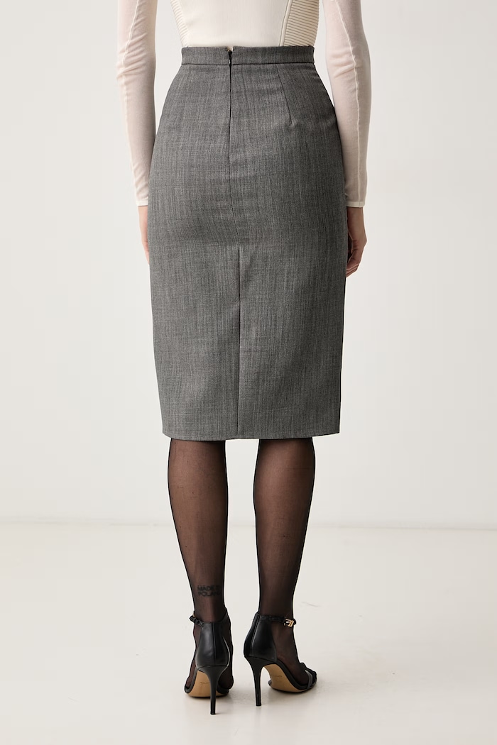 Odzież Elisabetta Franchi Spódnica z rozcięciem wełniana GO25467E2 szary