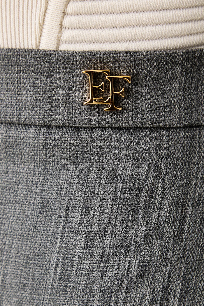 Spódnica z rozcięciem wełniana Elisabetta Franchi GO25467E2 szary