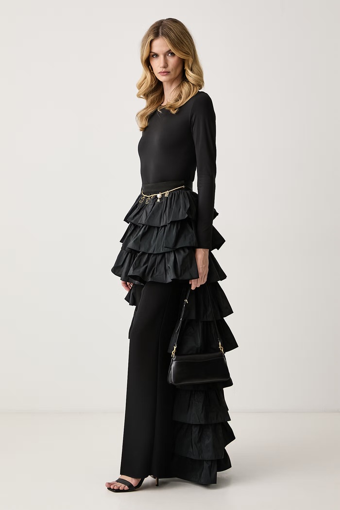 Elisabetta Franchi Spódnica rozkloszowana GO23067E2 czarny AW26