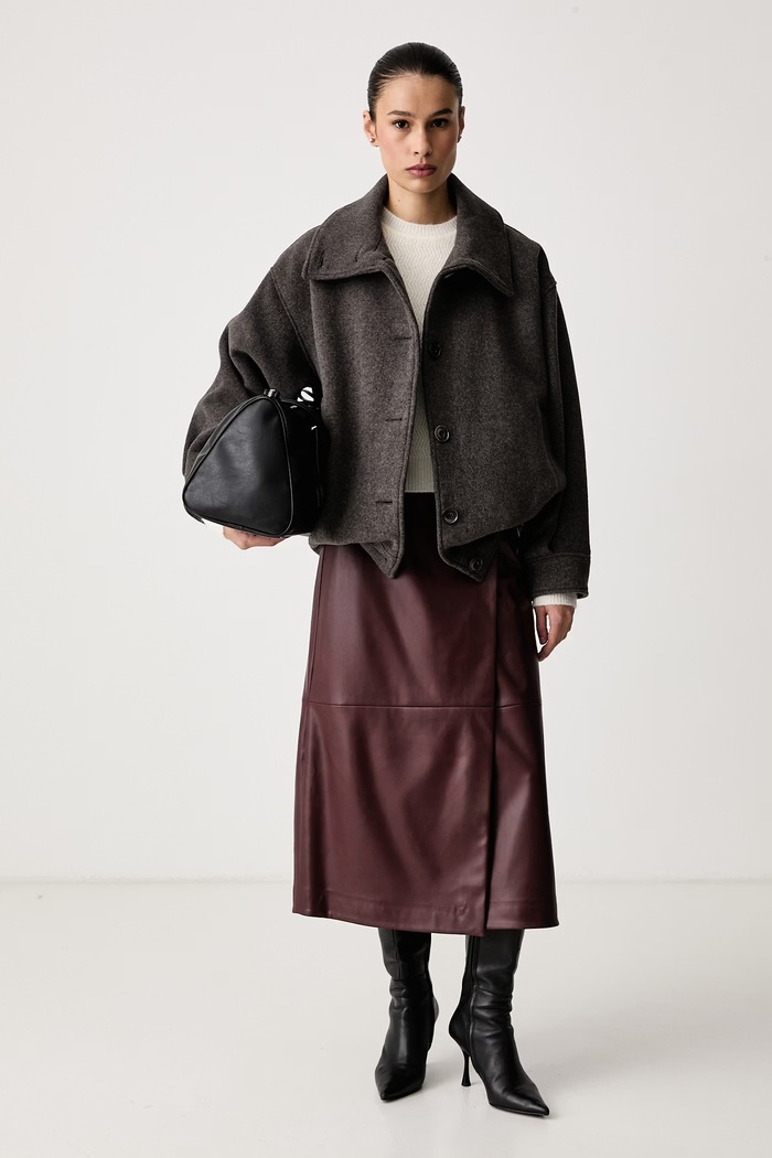 Calvin Klein Suknja na preklop od imitacije kože LV044H620G bordo AW26