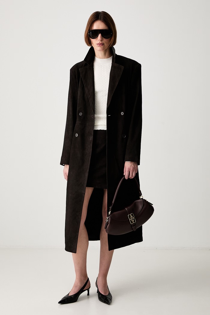 Rotate SUEDE MINI spódnica zamszowa brązowy 1161681111
