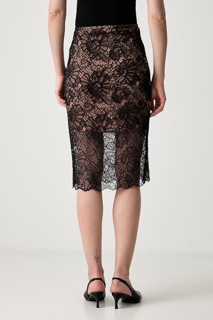 Odzież Rotate Spódnica ołówkowa LACE MIDI PENCIL 116264100 czarny