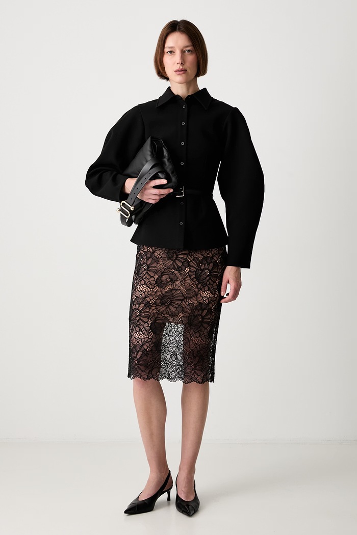 Spódnica ołówkowa LACE MIDI PENCIL Rotate czarny 116264100