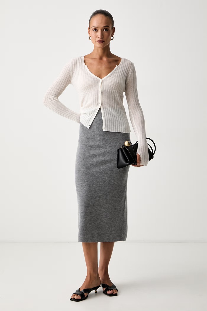 MM by Max Mara spódnica wełniana MMLSONNI 2626306017600 szary AW26