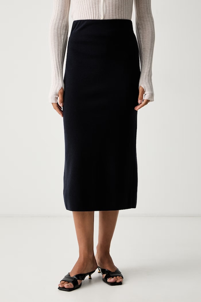 MM by Max Mara spódnica wełniana MMLSONNI granatowy 2626306017600