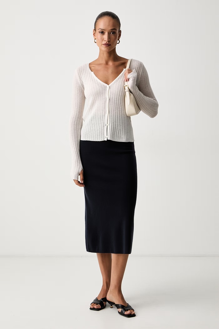MM by Max Mara spódnica wełniana MMLSONNI 2626306017600 granatowy AW26