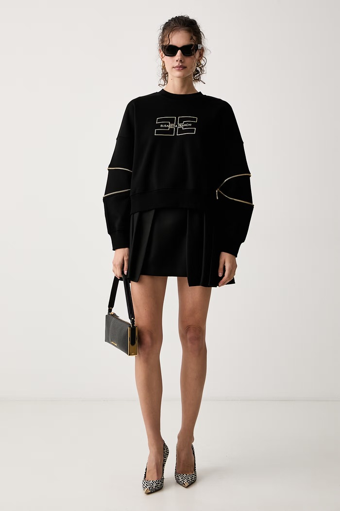 Elisabetta Franchi Spódnica GO21366E2 czarny AW26