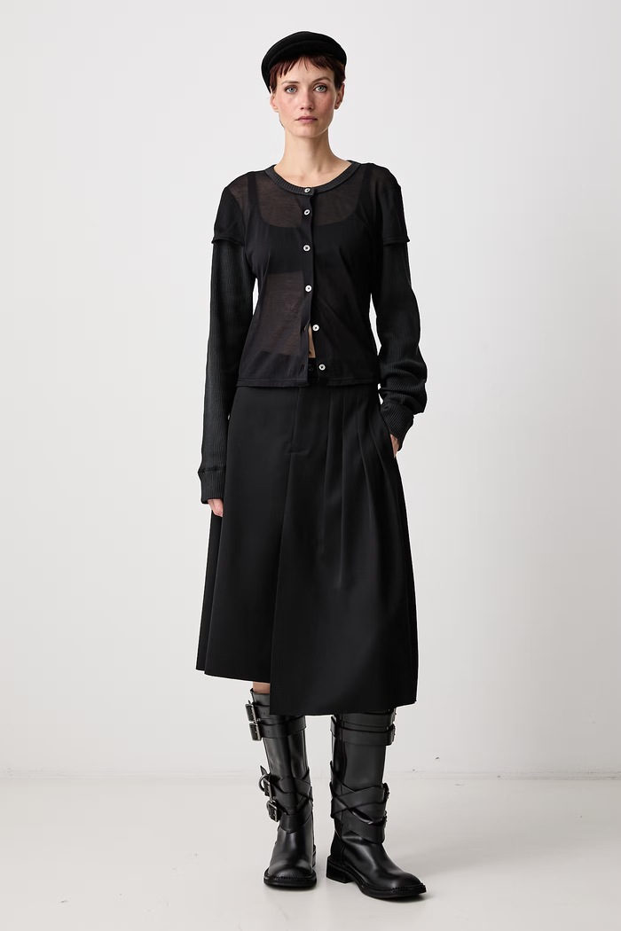 Our Legacy Плисирана пола от вълна W4264OCB черен AW26