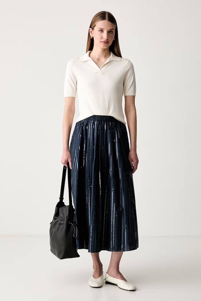 Weekend Max Mara spódnica rozkloszowana bawełniana WKDFIORDI 2625106071600 granatowy AW26