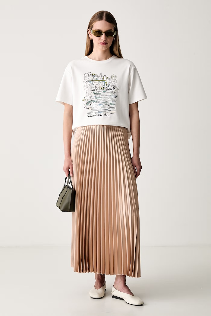 Weekend Max Mara spódnica plisowana WKDNICCHIA 2625106031600 beżowy AW26