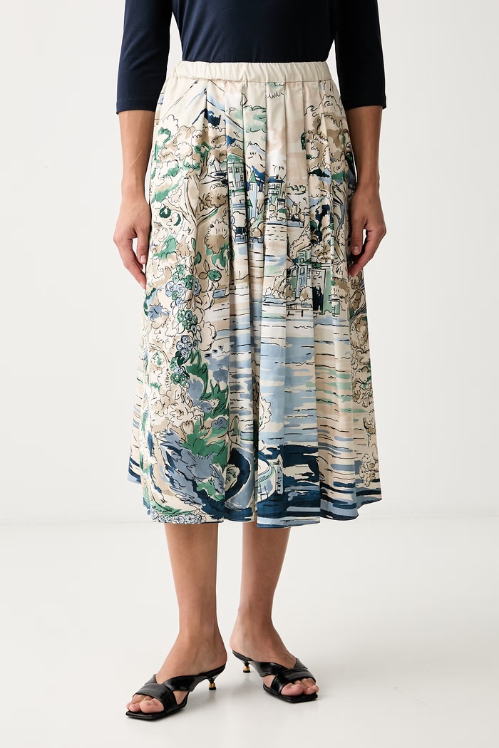 Weekend Max Mara spódnica rozkloszowana bawełniana WKDADEPTO beżowy 2625106011600