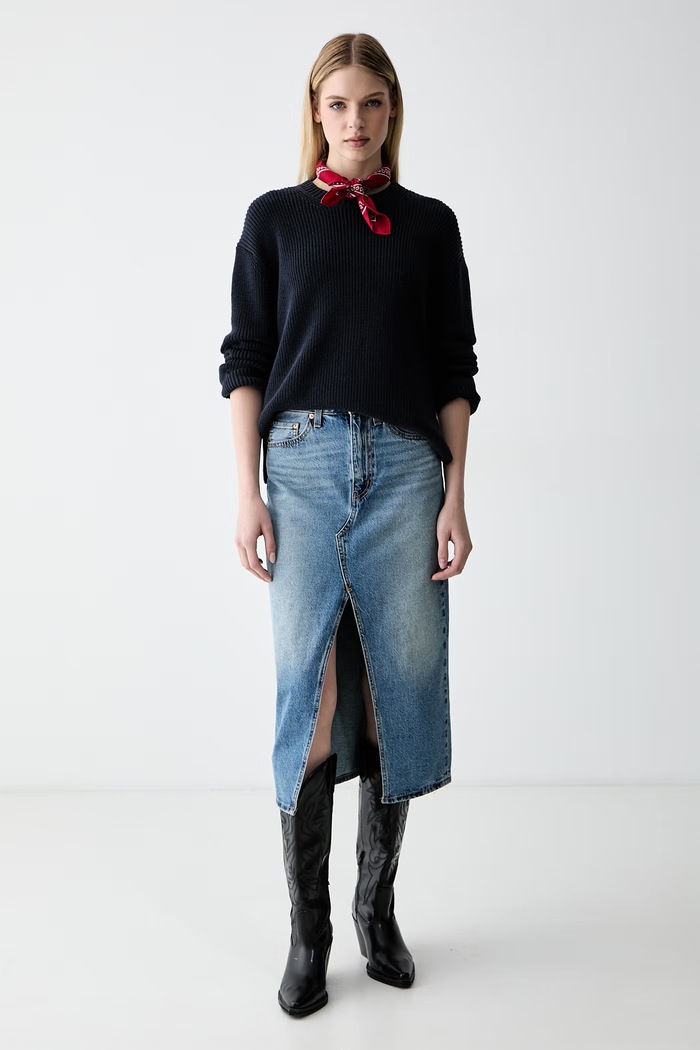 Levi's Φούστα ντένιμ DECON SLIT MIDI 008AF μπλε AW26