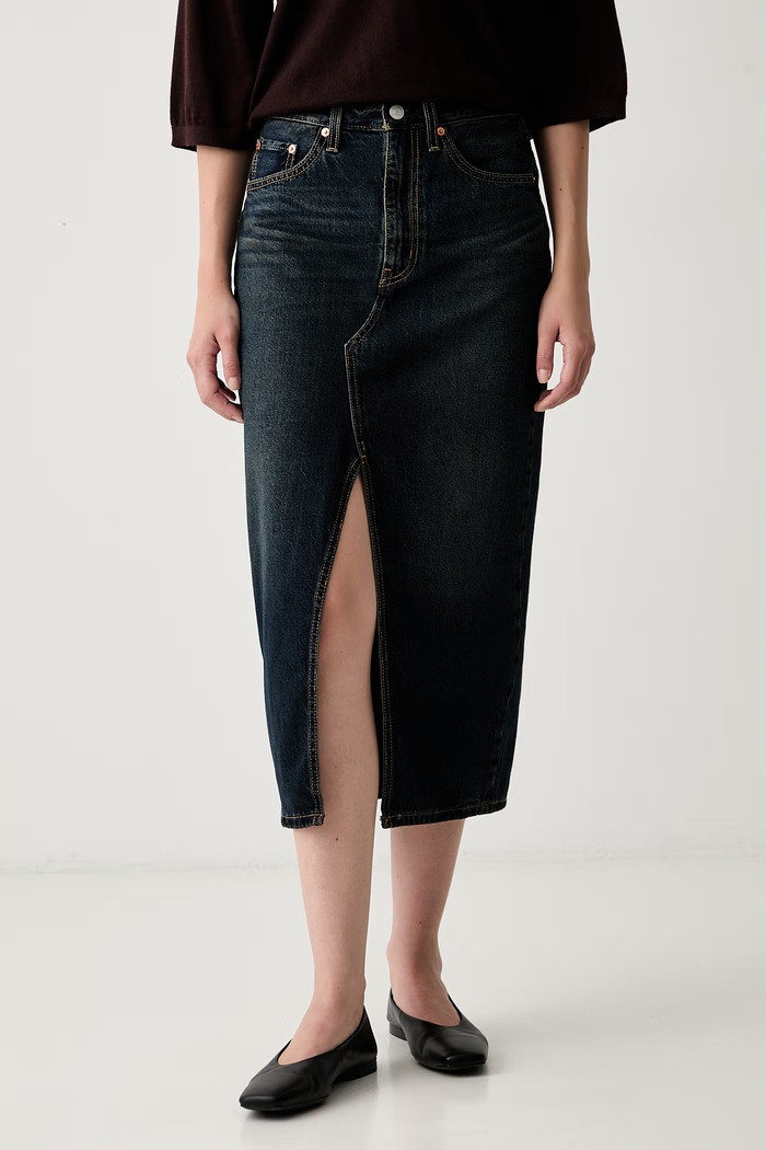 Levi's Φούστα ντένιμ DECON SLIT MIDI σκούρο μπλε 008AF