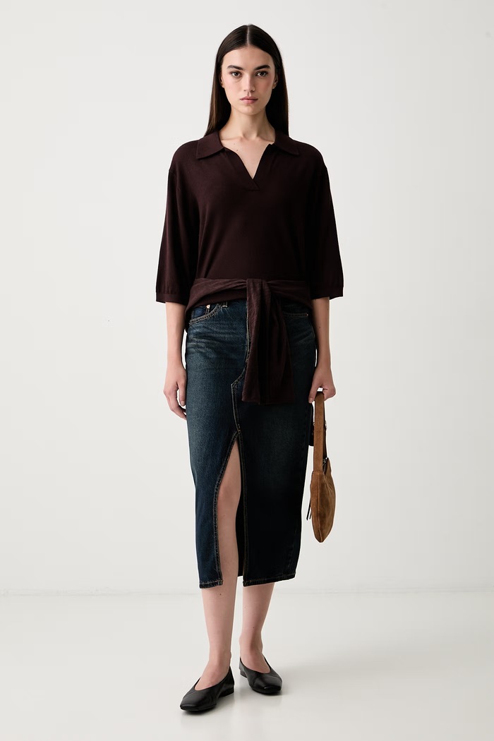 Levi's Φούστα ντένιμ DECON SLIT MIDI 008AF σκούρο μπλε AW26