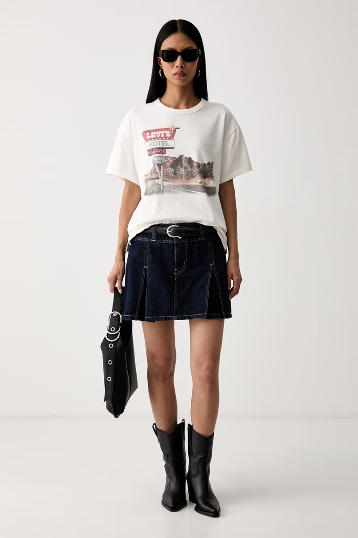 Levi's Φούστα κοτλέ INVERTED PLEAT MINI 0089S σκούρο μπλε AW26
