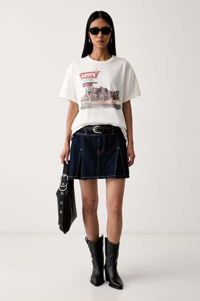 Levi's Φούστα κοτλέ INVERTED PLEAT MINI 0089S σκούρο μπλε AW26