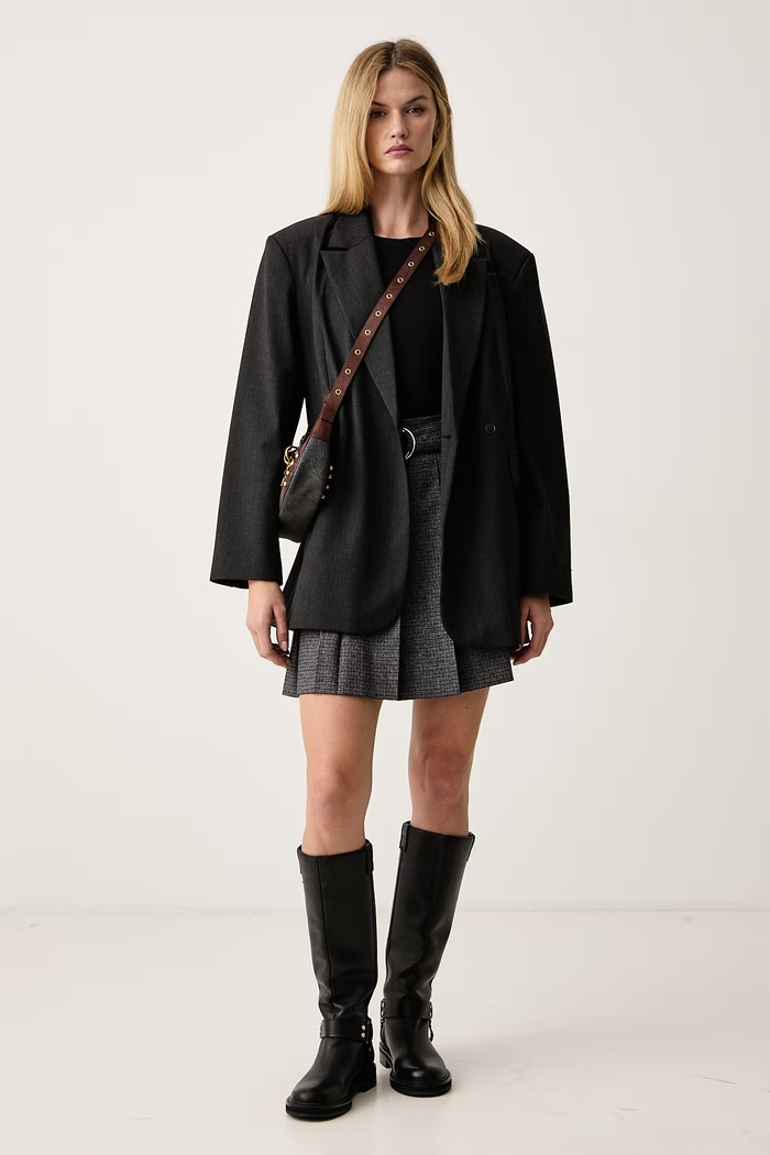 MSGM Plisirana suknja s viskozom 4141MDD06PY.267617 siva AW26