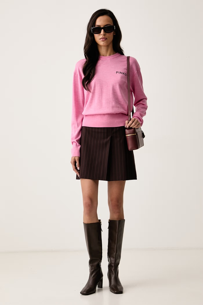 Pinko Spódnica z wełną 107416.A3FF bordowy AW26