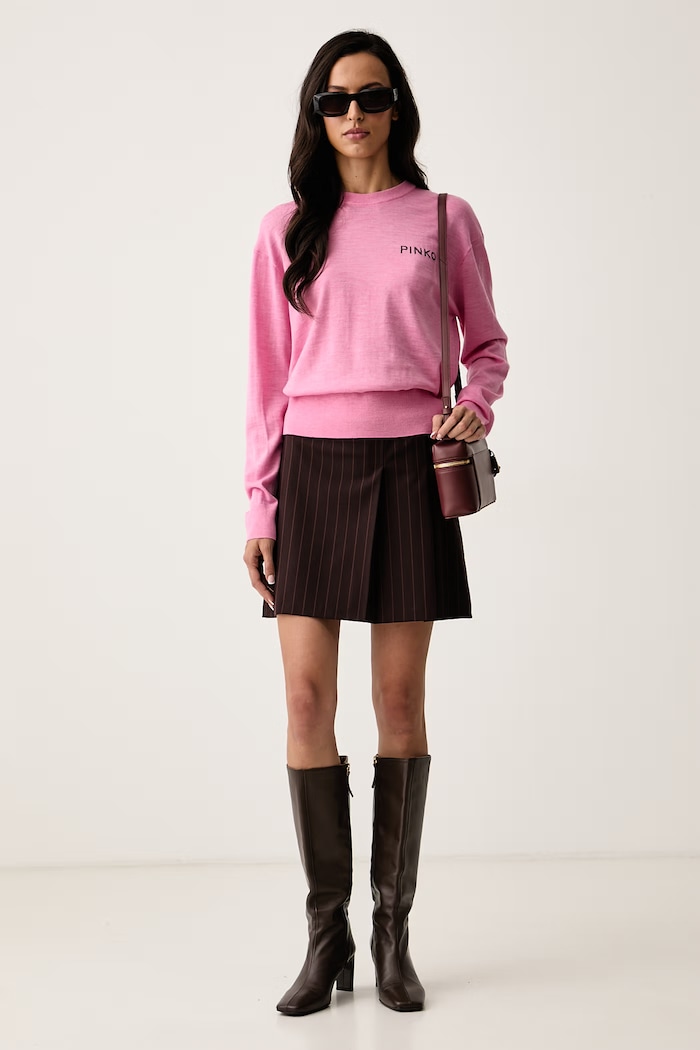 Pinko Spódnica z wełną 107416.A3FF bordowy AW26