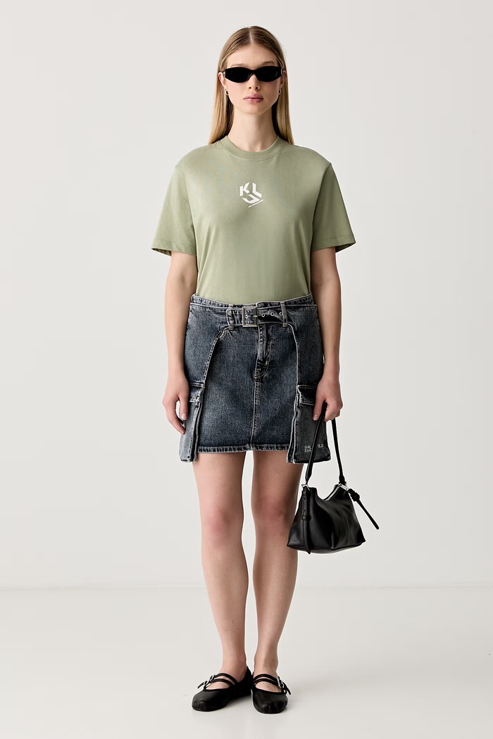 Odzież Karl Lagerfeld Jeans spódnica jeansowa B3W12013 niebieski