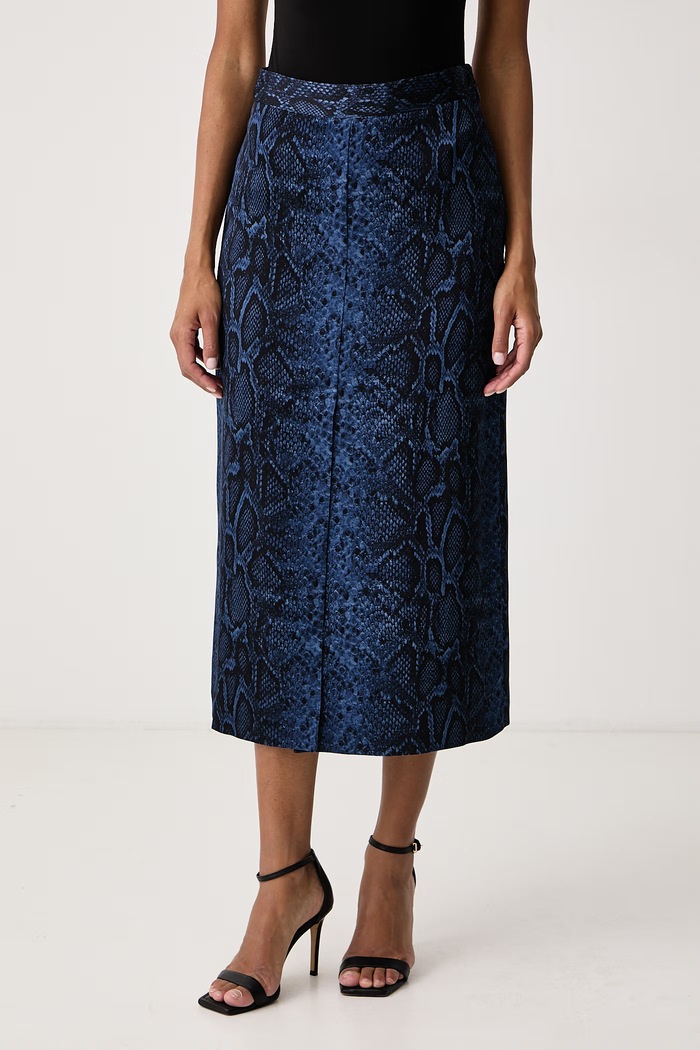 Twinset Sukňa s viskózou tmavomodrá 262TT2590