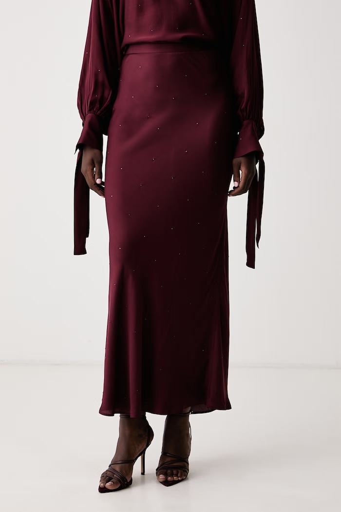 Twinset Sukňa z viskózy burgundské 262TT2073