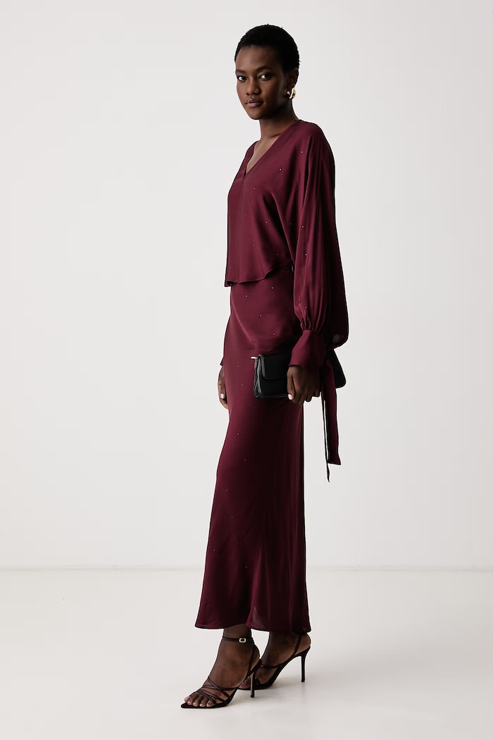 Twinset Sukňa z viskózy 262TT2073 burgundské AW26