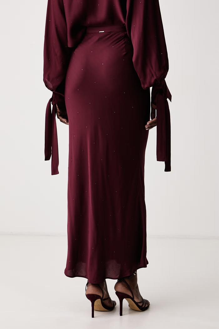 Oblečenie Twinset Sukňa z viskózy 262TT2073 burgundské