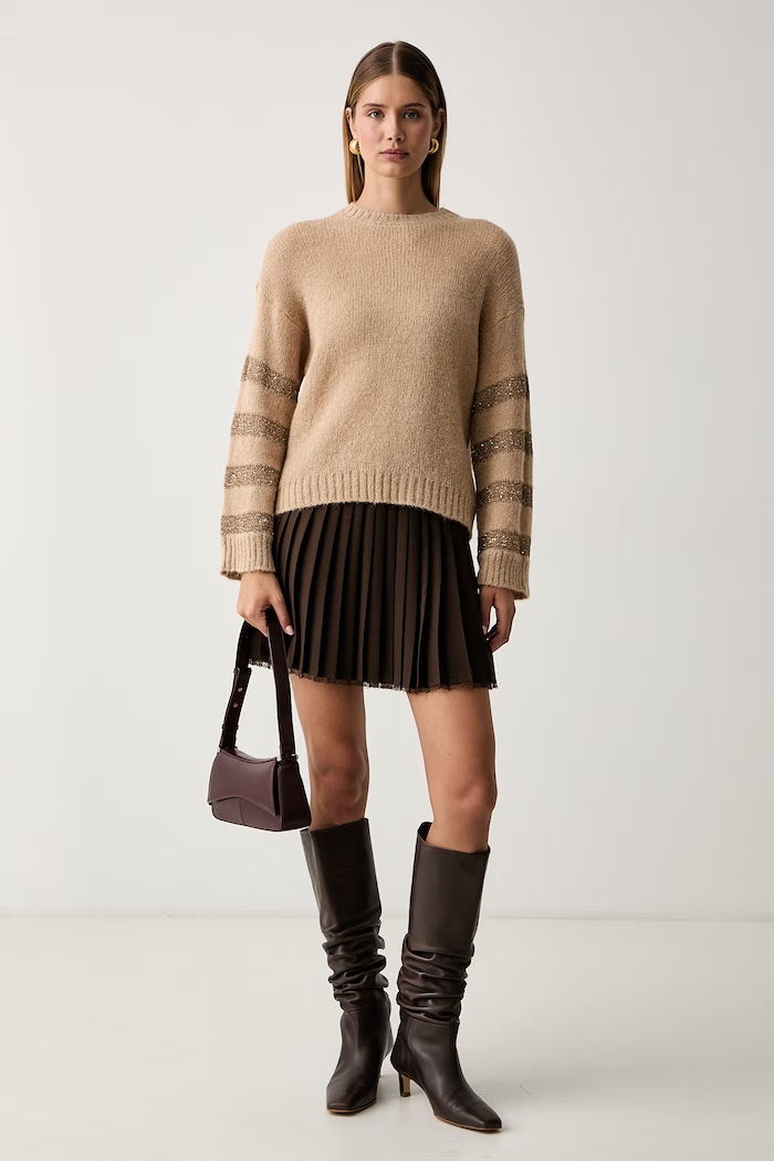 Twinset spódnica plisowana 262TP2351 brązowy AW26