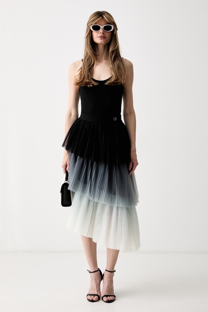 Karl Lagerfeld spódnica rozkloszowana B3W12011 czarny AW26