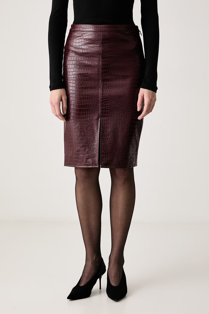 Guess Spódnica ołówkowa z imitacji skóry x LEONIE HANNE bordowy W6BD62.W5200