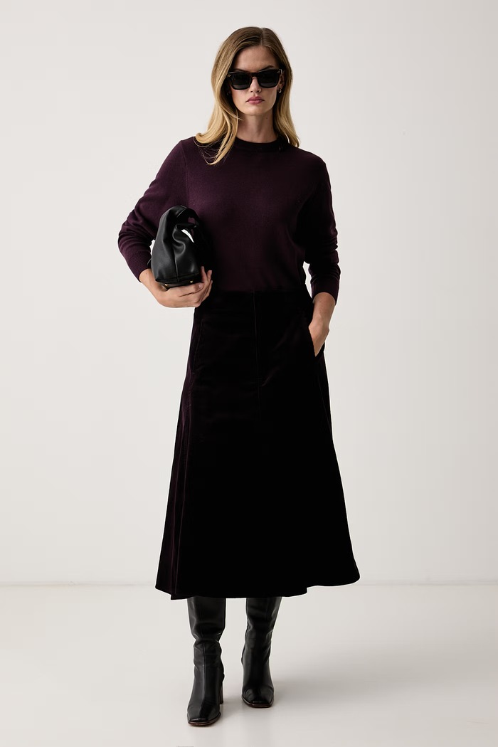 Polo Ralph Lauren Spódnica rozkloszowana sztruksowa 211B17568 fioletowy AW26