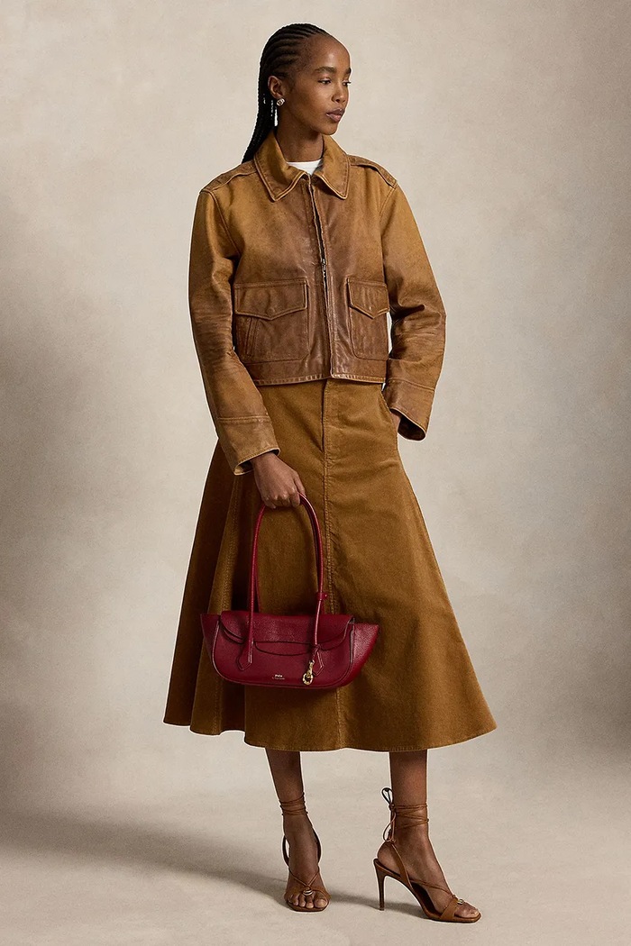 Odzież Polo Ralph Lauren Spódnica rozkloszowana sztruksowa 211B17568 brązowy
