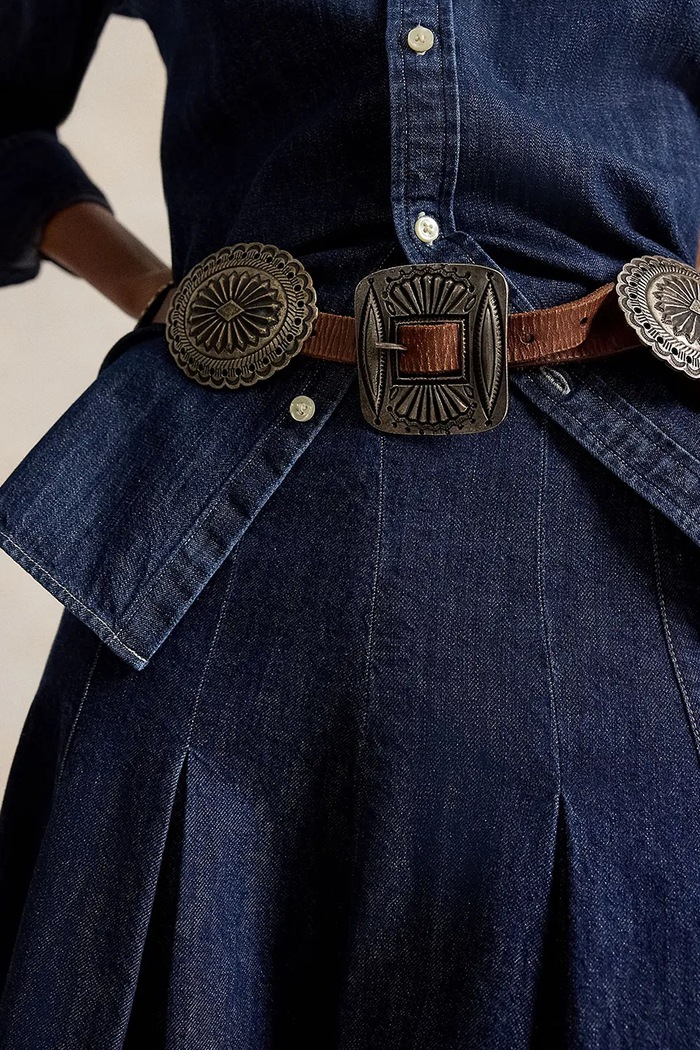 Polo Ralph Lauren spódnica rozkloszowana jeansowa granatowy 211B17575