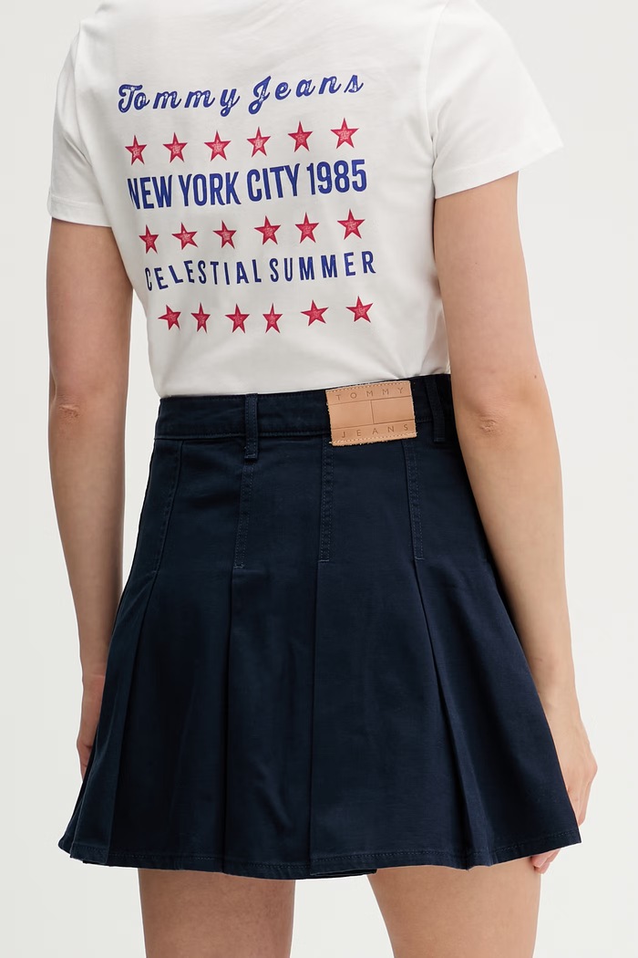 Ρούχα Tommy Jeans κλος φούστα βαμβακερή DW0DW23149 σκούρο μπλε