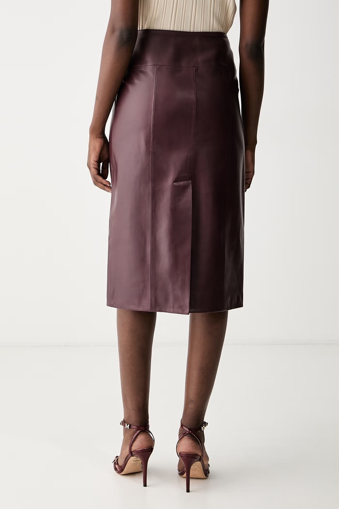Odzież Victoria Beckham spódnica skórzana 1326LSK007327A bordowy