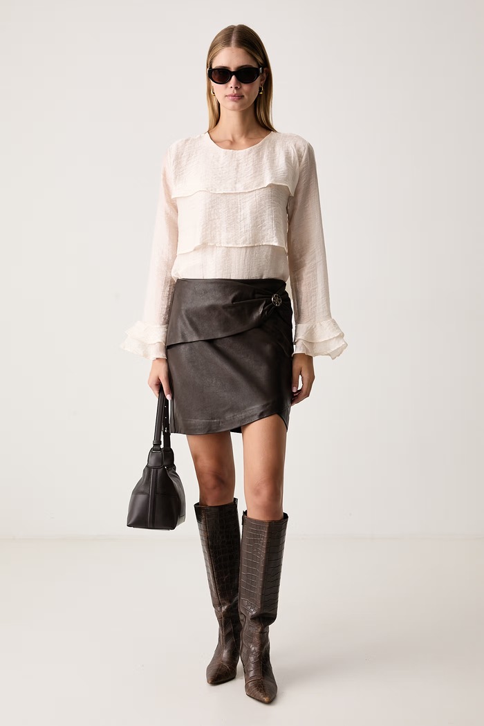Guess Fustă cu vâscoză LUCIA W6BD27.W4251 maro AW26