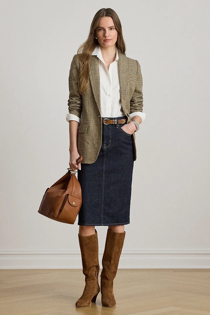 Odzież Lauren Ralph Lauren spódnica ołówkowa jeansowa 200P14644 niebieski