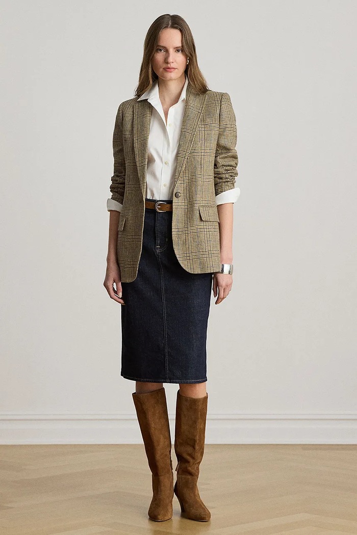 Lauren Ralph Lauren spódnica ołówkowa jeansowa 200P14644 niebieski